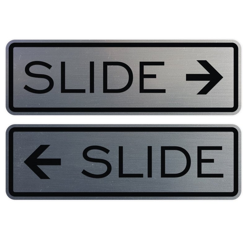 All Quality Classic Slide Door Sign - Silver - Small (1 Pack) - Image 1